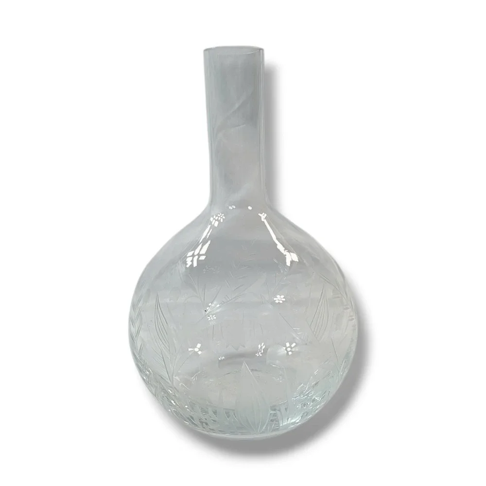 Krosno Crystal‎ Etched Vase Beautifully Etched With Different Leaves Poland